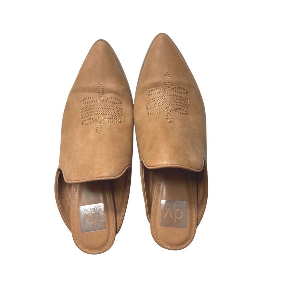 Dolce Vita Womens Kianti Tan Western Inspired Mule Block Heel Pointed Toe Size 7 - Picture 7 of 12